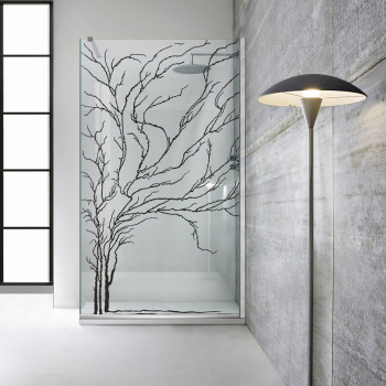 Paravan dus walk-in Aqua Roy INOX model Tree negru 80x195 cm sticla 8 mm clara securizata anticalcar 