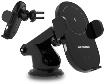 Suport auto grila ventilatie + ventuza 15W motorizat cu incarcare wireless Qi Standard Fast Charge Type-C - CWCPH-D5 