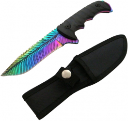 Cutit de vanatoare IdeallStore® Safari Mix 23 cm multicolor teaca inclusa 