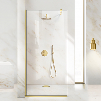 Paravan dus walk-in Aqua Roy Gold 110x195 cm sticla 8 mm clara securizata anticalcar 