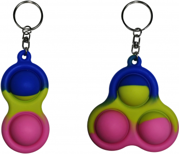 Set jucarii antistres Pop it breloc silicon 8 cm tricolor 