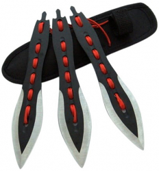 Set trei cutite de aruncat IdeallStore® Anarchy Blades otel inoxidabil negru 19 cm teaca inclusa 