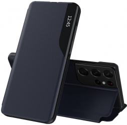 Husa de protectie compatibila cu Samsung Galaxy S21 Ultra 5G Piele ecologica Albastru 