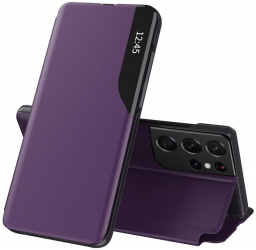 Husa de protectie compatibila cu Samsung Galaxy S21 Ultra 5G Piele ecologica Mov 