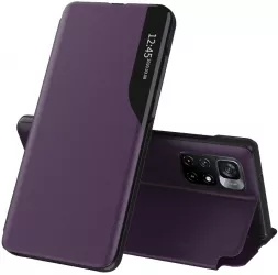 Carcasa de protectie compatibila cu Xiaomi Poco M4 Pro 5G Piele ecologica Mov 