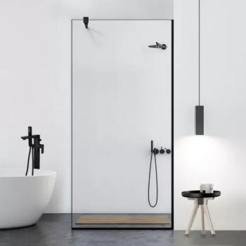 Paravan dus walk-in Aqua Class Black 100x195 cm sticla clara securizata 