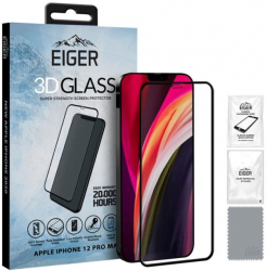 Folie Protectie Sticla Temperata Eiger 3D EGSP00623 pentru Apple iPhone 12 Pro Max Transparent/Negru 