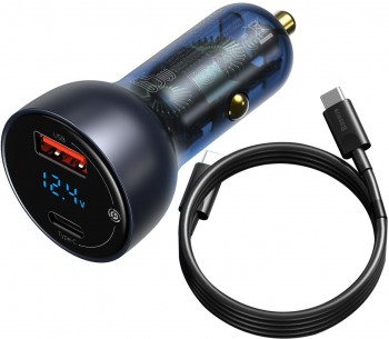 Incarcator auto Baseus Particular Digital Display QC+PPS Dual 65W cablu USB-C inclus Gri 