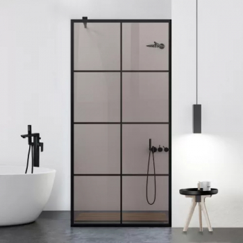 Paravan dus walk-in Aqua Roy Black model Mode negru 70x195 cm sticla 8 mm bronz securizata anticalcar 