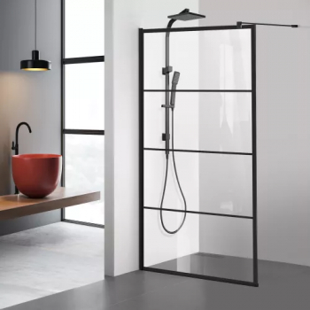 Paravan dus walk-in Aqua Roy Black model Park negru 70x195 cm sticla 8 mm clara securizata anticalcar 