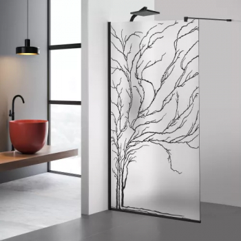 Paravan dus walk-in Aqua Roy Black model Tree negru 70x195 cm sticla 8 mm mata securizata anticalcar 