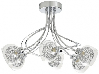 Plafoniera LED 6 x 40 W argintiu sticla si metal OMC 