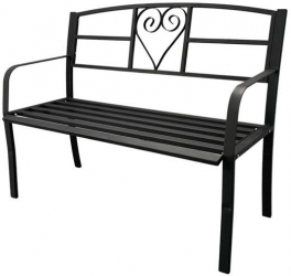 Banca metalica cu 2 locuri pentru gradina Negru 120x56x97cm fara perne maxim 200 kg