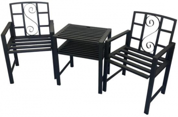 Set masuta si 2 scaune pentru gradina metalice 151x50x84 cm maxim 140 kg fara perne 