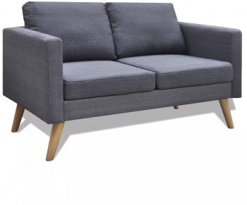Canapea cu 2 locuri material textil gri inchis 