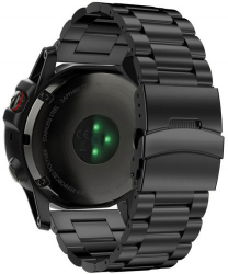 Curea ceas Smartwatch Garmin Fenix 7X / 6X / 5X Plus / 5X / 3 HR / 3 26 mm Otel inoxidabil iUni Black 