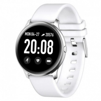 Ceas Smartwatch Techstar and reg KW19 Alb 1.3 inch HD Rotund Monitorizare Cardiaca Tensiune. Oxigenare Bluetooth 