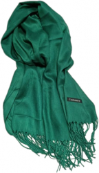 Esarfa Dama tip Sal Casmir Subtire Sezon Rece Uni cu Franjuri 200x68cm Verde inchis 