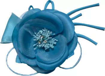 Floare 3D Brosa Statement 3 in 1 Brosa/Clips par/Floare corsaj Matase Tul Margele Turcoaz albastru 