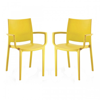 Set 2 scaune gradina terasa cu brate LARA culoare galben 