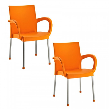 Set 2 scaune gradina terasa cu brate SUMELA culoare orange 