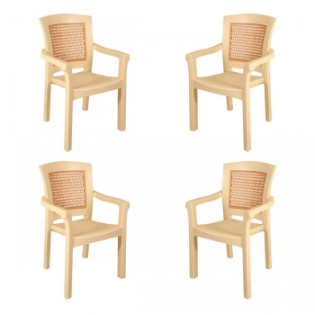 Set 4 scaune gradina terasa RAKI SIDE culoare bej 