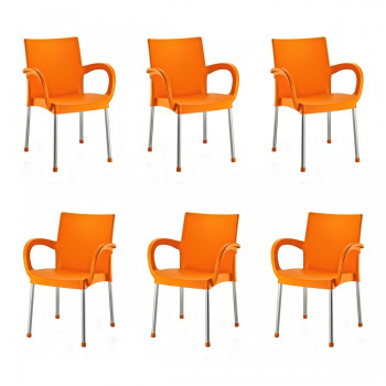Set 4 scaune gradina terasa cu brate SUMELA culoare orange 