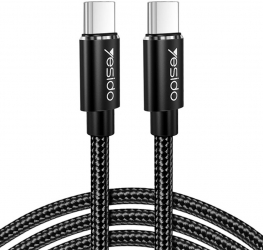 Cablu date Yesido CA-55 Type-C to Type-C 45W 3A 1.2 m - Negru 