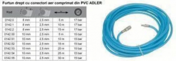 Furtun drept cu conectori aer comprimat din PVC 15x10mm 10m ADLER AD0142.51 