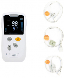 Pulsoximetru portabil Accurate HS10A senzor neonatal senzor pediatric senzor adulti display LCD functie de alarma baterii incluse 