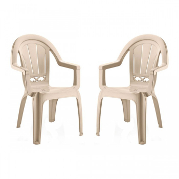 Set 2 scaune cu brate din masa plastica RAKI MILAS 89x53cm culoare capucino 
