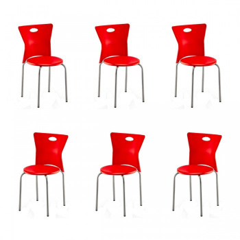Set 6 scaune aluminiu si polipropilena rosu RAKI VEGA 39x39xh79cm 