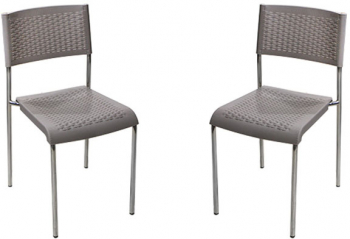 Set 2 scaune CLASSIC cu picioare cromate din poli-ratan culoare gri 