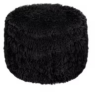 Taburet gonflabil decorativ Puf blana artificiala negru 38x20 cm FMD475 