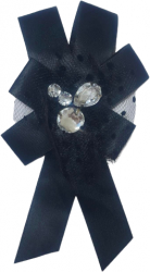 Brosa tip jabou Handmade Statement 2 in 1 Clips par Cu dantela plasa si cristale Textil Metal 17x10 cm Negru