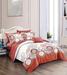 Lenjerie de pat matrimonial SUPER cu husa de perna dreptunghiulara Abydos bumbac mercerizat multicolor 