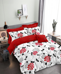 Lenjerie de pat matrimonial SUPER cu husa de perna patrata Benen bumbac mercerizat multicolor 
