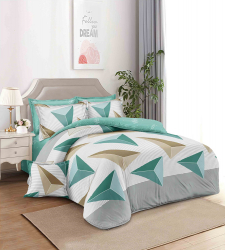Lenjerie de pat matrimonial SUPER cu husa de perna dreptunghiulara Caiside bumbac mercerizat multicolor