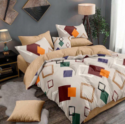 Lenjerie de pat pentru o persoana cu husa de perna patrata Myra bumbac mercerizat multicolor 