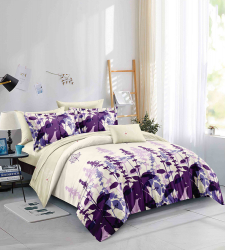 Lenjerie de pat matrimonial SUPER cu husa de perna patrata Ragna bumbac mercerizat multicolor 