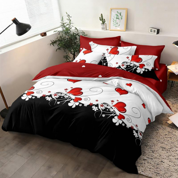 Lenjerie de pat matrimonial SUPER cu husa de perna dreptunghiulara Ylva bumbac mercerizat multicolor 