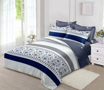 Lenjerie de pat matrimonial cu husa de perna patrata Abdera bumbac mercerizat multicolor 