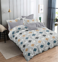 Lenjerie de pat matrimonial SUPER cu husa de perna dreptunghiulara Atawn bumbac mercerizat multicolor 