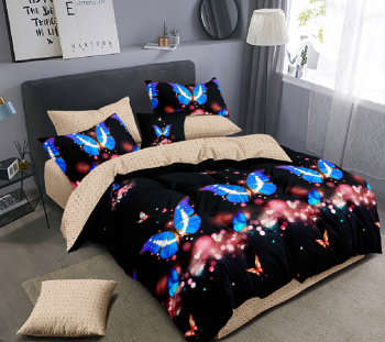 Lenjerie de pat matrimonial SUPER cu husa de perna dreptunghiulara Teos bumbac mercerizat multicolor 