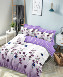 Lenjerie de pat matrimonial cu husa elastic pat si fata perna dreptunghiulara Aamir bumbac mercerizat multicolor 