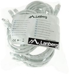 Set 10 cabluri retea-patchcord CAT6 FTP Lanberg 43614 2 X RJ45 lungime 1m AWG26 10Gb/s-250MHz de legatura retea ethernet gri