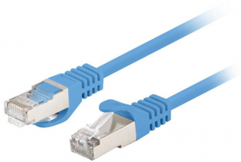 Set 10 cabluri retea-patchcord CAT6 FTP Lanberg 43631 2 X RJ45 lungime 50cm AWG26 10Gb/s-250MHz de legatura retea ethernet albastre 