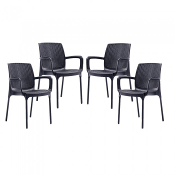 Set 4 scaune SUNSET RATTAN culoare antracit D57xH84xW57xSH45cm polipropilen fibra sticla 