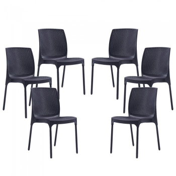 Set terasa 6 scaune SUNNY RATAN culoare antracit D56xH84xW45xSH45cm polipropilen fibra sticla 