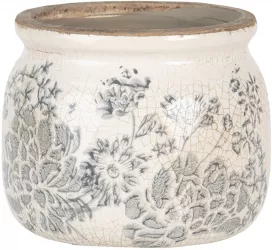 Set 2 ghivece flori ceramica bej gri 12x9 cm 